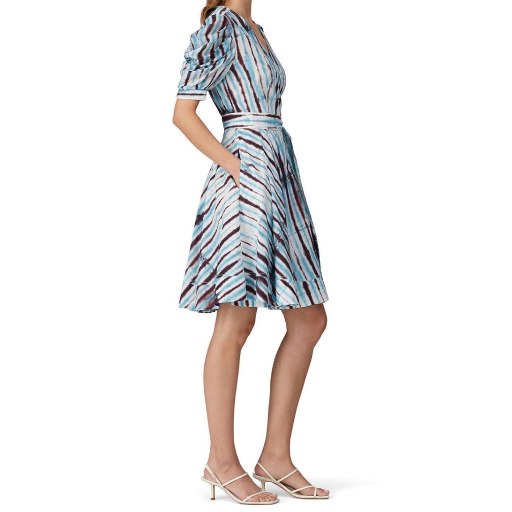 Diane Von Furstenberg Indra Cotton Poplin Tie Dye Rain Mini Wrap Dress - Picture 2 of 6